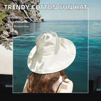 Chapeau de soleil bob tendance d'été en gros, en coton uni, à large bord, avec lien de maintien long pour le menton, motif camouflage, pour la plage, les activités de plein air et la pêche
