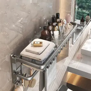 Hot Selling Bathroom Towel Rack Shelf Accessories Set Aluminium Towel Bar With Shelf