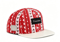 Rood-witte tribale print Freedom Flat Brim Snapback Hat Hip Hop Cap