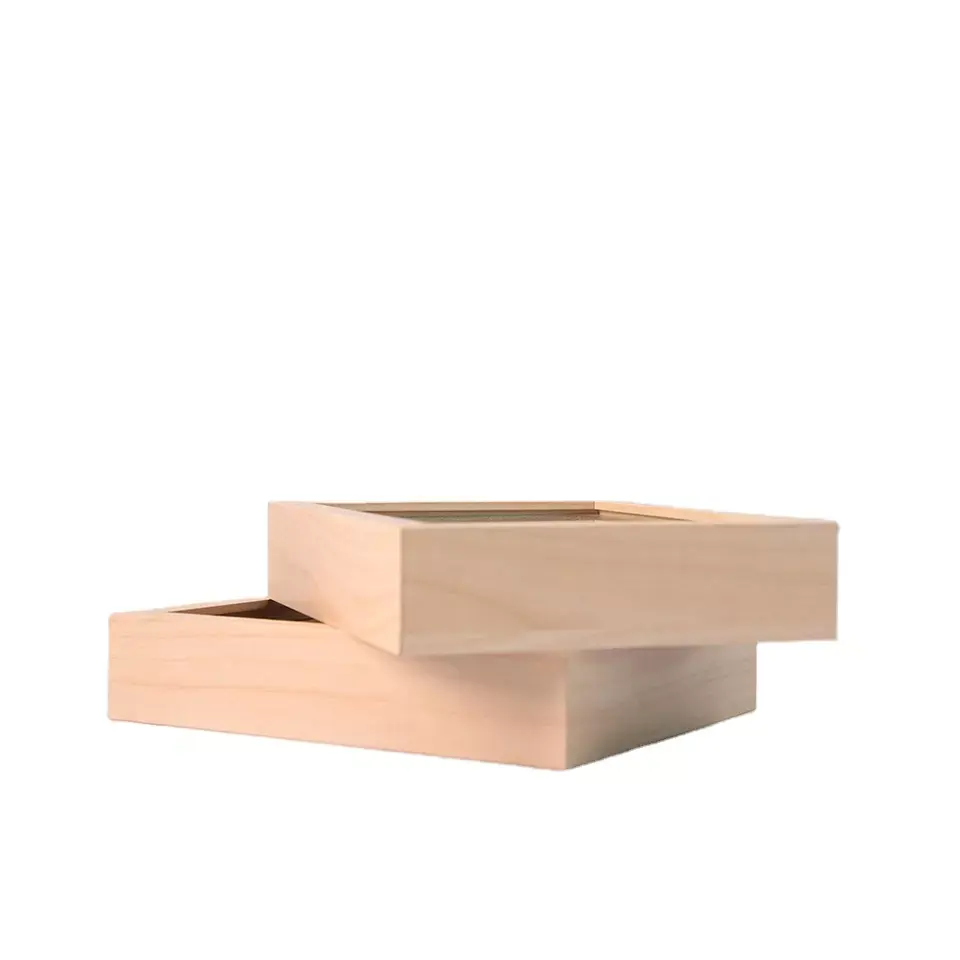Оптовая продажа 10x10 12x12 глубоких картин столешница естественного цвета деревянные тени коробки рамки с вешалкой