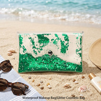 Pochette cosmétique transparente à paillettes, sac de maquillage en PVC, organiseur de voyage imperméable, sac de rangement, fournisseur en gros