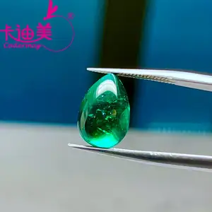 Cadermay Exclusive r&d and cultivation pear shape Hydrothermal Muzo Green Color emerald with cracks inclusions loose gem
