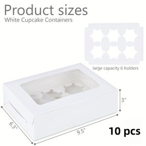 Wholesale Foldable Paper Cupcake <b>Box</b> 6 Holes, White Kraft Muffin <b>Box</b> with Insert, Pastry <b>Cup</b> <b>Cake</b> Packaging for Baking Shop - Product Image 2
