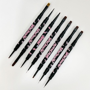New Design Double-headed Nail <b>Brush</b> Set Metal Pen Holder One Stroke Dual-purpose High-quality Nail <b>Brush</b> Nail Supplier - Product Image 6