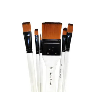 6pcs Artist Paint Brush Set Nylon Hair Watercolor Acrylic Oil Painting Brushes Drawing Art Supplies