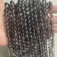 Perles rondes en pierre noire de haute qualité, perles en verre coloré givré, accessoires de bricolage semi-finis, perles en vrac