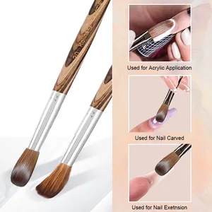 Prue Kolinsky Acrylic Nail Brush Oval Round <b>Head</b> Spliced Wood Handle Professional Salon Quality for Acrylic Powder Size 8-20# - Product Image 2