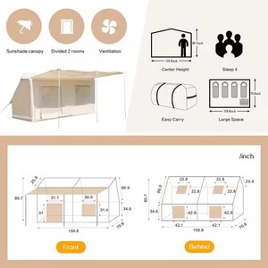 เต็นท์แคมป์ปิ้งขนาดใหญ่พิเศษ 4-8 คน กันลม ทำจากผ้า PVC และผ้าใบ ติดตั้งง่าย พร้อมช่องสำหรับเตา สำหรับครอบครัว ใช้ได้ทุกฤดู - Product Image 3