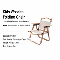 Chaise pliante Kermit pour enfants, chaise de camping portable, chaise d'extérieur légère, chaise de camping pour enfants avec accoudoirs en bois