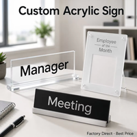 Support de plaque nominative en acrylique personnalisé pour table, panneau de bureau sur pied, réception, impression UV, poli, vente en gros
