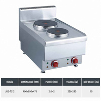JUSTA Tisch-Elektroherdplatte 2-Brenner Edelstahl 304 Gewerblicher Kocher 5000-10000W 1 Jahr Garantie