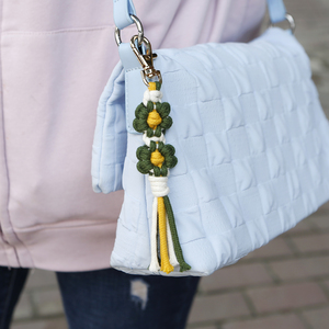 Hand Woven Crochet Cotton Boho Floral Keychain Macrame Women Bag Pendant <strong>Charms</strong> With <strong>Tassels</strong> Purse Backpack Promotional Gift - Product Image 3