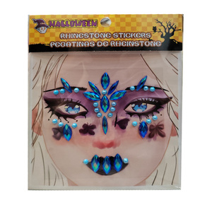 Autocollants de tatouage réalistes en strass pour le visage entier, décalcomanies temporaires, crâne, fantaisie, maquillage de fête cosplay, bijoux de visage scintillants - Product Image 2