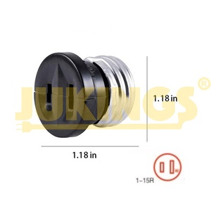 E26 <strong>Light</strong> <strong>Socket</strong> Plug Adapter E26 <strong>Light</strong> <strong>Socket</strong> to 2 Prong Outlet Adapter Polarized 2 Prong Outlet Black 125V 15A - Product Image 2