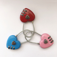 Cadenas à combinaison en forme de cœur à 3 chiffres avec câble en acier, cadenas romantique pour bagages, mariages et cadeaux de la Saint-Valentin