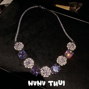 Cổ Điển Hy Lạp Iris Tím Rose Đá Quý Vòng Cổ Và Brass Vuông Zircon Vòng Đeo Tay Thiết Lập Cho Kỷ Niệm Đồ Trang Sức - Product Image 3