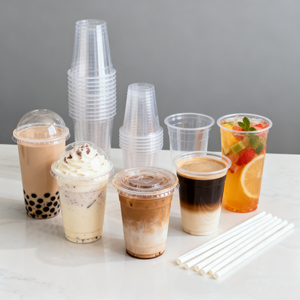 Gobelets jetables transparents en PET de 12 oz, 20 oz, 16 oz avec logo personnalisé pour boissons froides, café, bubble tea, avec couvercles - Product Image 2