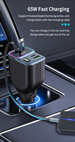 Chargeur de voiture allume-cigare GC15 rétractable PD 65W à charge rapide avec lumière ambiante LED 4 en 1 avec USB Type C
