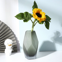 Vase à bourgeon en verre de murano soufflé à la main, géométrique, givré, gris, dégradé, cristal, vases, pour la décoration de la maison et du mariage, 2022