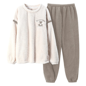 Dessin animé flanelle Couple pyjamas femmes corail doublé <span class=keywords><strong>polaire</strong></span> épaissi costume hommes ample grande taille hiver <span class=keywords><strong>chaud</strong></span> maison vêtements - Product Image 5