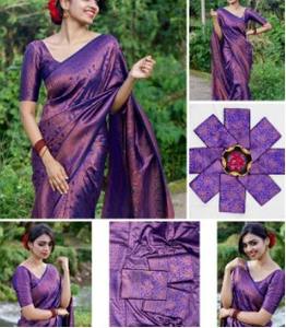 ผ้าซารีงานปาร์ตี้แบบดั้งเดิมสุดพิเศษ ผ้าไหมลิชิเนื้อนุ่ม ดีไซน์สวยงาม ลายปักพาลูหรูหรา งานแจ็คการ์ด ราคาขายส่งทุกฤดูกาล - Product Image 2