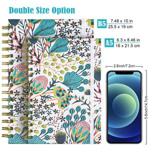 Lot de 4 cahiers spirales A6 lignés, motif floral, couverture en papier, lignage collège, 2 poches, 120 pages, 6,3x8,46 pouces, cadeau pour femmes - Product Image 4