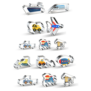 Thép không gỉ Cookie tem kỹ thuật xe Giao thông vận tải fondant embosser Cookie tem cortador de galletas bakeware - Product Image 1