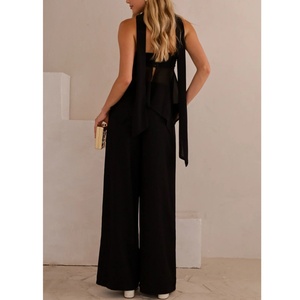 Conjunto de Algodón Vintage Personalizado de Alta Calidad para Mujer, Top sin Mangas y Pantalones Largos de Cintura Alta y Pierna Ancha de Corte Holgado - Product Image 3