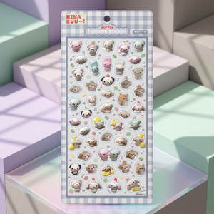 [HinaKuu] 3D Waterproof UV Printed Cartoon Pattern Popcorn Stickers Korean Character Kids Stationery Cute Kawaii Diary - Product Image 3