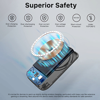 Nobis 22.5W 5000mAh Batería Externa Magnética Ultra Delgada con Carga Inalámbrica, Mini Cargador Portátil con Cable Integrado