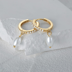 Aretes Colgantes CANNER Clásicos y Sencillos de 6mm con Perla y Circonita 5A, Plata de Ley S925 - Product Image 3