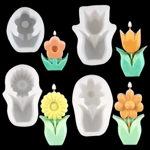 Moule en silicone tridimensionnel pour fleurs Vente en gros Moules pour bougies parfumées en silicone durable pour le salon