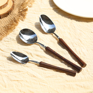 Tay Cầm Bằng Gỗ Dao Kéo Thiết Lập 304 Dĩa Dao Thìa Tay Cầm Bằng Gỗ Cho Cánh Gà Đồ Ăn Cho Nhà Hàng - Product Image 5