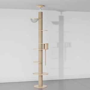 Madera maciza gato árbol Torre suelo techo gato escalada marco de madera altura ajustable árbol sostenible gato árbol madera - Product Image 5