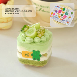 Venta al por mayor de latas personalizadas, vaso cuadrado de plástico transparente para Tartas, yogur griego, fruta, Mousse, caja para Tartas, vaso de embalaje con tapa, vasos cuadrados de plástico - Product Image 6