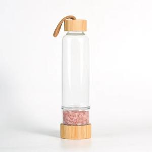 Bouteille d'eau en verre borosilicate haute performance avec couvercle en bambou, grande capacité, tasse à pierres énergétiques, tasse à pierres concassées, tasse cadeau - Product Image 5