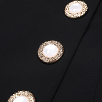 Robe de haute qualité, nouvelle robe noire élégante à manches longues pour femmes, blazer à simple boutonnage, jupe trapèze, jupe courte