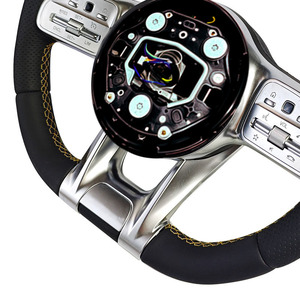Volante modificado con línea amarilla de cuero Napa para <span class=keywords><strong>Mercedes</strong></span> Benz C GLC E S CLS <span class=keywords><strong>AMG</strong></span> ZC-809-P79-F - Product Image 2
