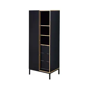 Armario de ropa moderno con puerta corredera, mueble negro, armario de madera para ropa