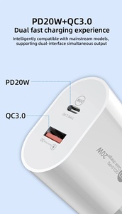 เครื่องชาร์จเร็ว USBA <span class=keywords><strong>18W</strong></span> usbc 20W QC 3.0 USB Type-C PD อะแดปเตอร์ EU US ปลั๊กที่ชาร์จติดผนังสำหรับ <span class=keywords><strong>iPhone</strong></span> 15 14 13 12 <span class=keywords><strong>11</strong></span> - Product Image 6