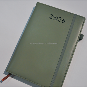 Chất lượng cao Logo tùy chỉnh màu xanh đậm màu tùy chỉnh pháp bên trong trang PU da chương trình nghị sự A5 đơn giản A4 Nhật Ký 2026 ngày mỗi trang - Product Image 1