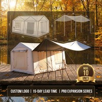 Tenda Tiup Profesional 12m² dengan Kanopi Ekstensi Luas, Tata Letak 2 Ruangan Privasi, Kabin Glamping Segala Cuaca untuk Berkemah