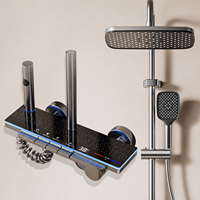 Robinet de douche à effet pluie de luxe à forte demande, 4 fonctions, avec clavier piano, éclairage LED, affichage numérique et massage doux, pour hôtel
