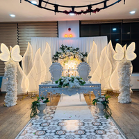 Rocan luxe salle de mariage scène brillant toile de fond support en forme de S flamme éclairer maille métal arc