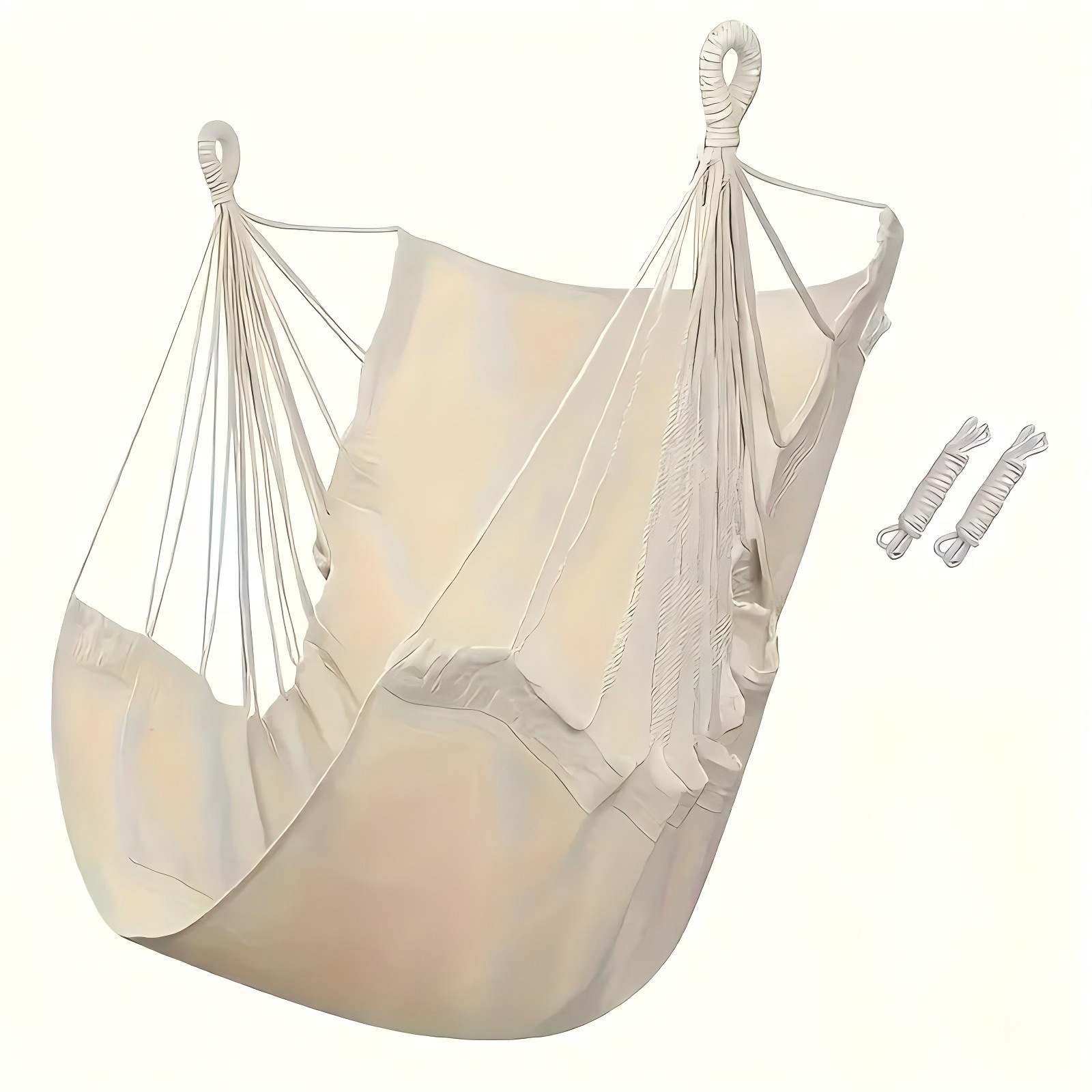 white hanging chair rope storage bag