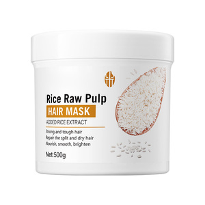 Crema Capilar de Queratina de Arroz Orgánica Natural al por Mayor para Reparación Nutritiva del Cabello, Mejora la Bifurcación, Hidratación Esponjosa de Spa, Pulpa de Arroz Cruda - Product Image 1