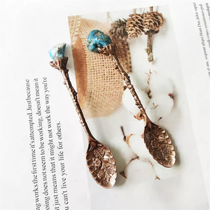 Cuillère à café mignonne, <span class=keywords><strong>petites</strong></span> cuillères à thé avec un cristal sur le dessus, mini-cuillères de guérison avec des cristaux pour le thé - Product Image 3