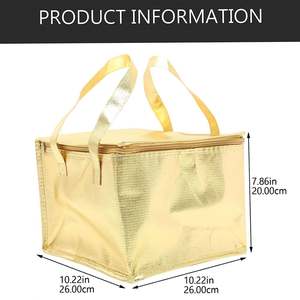 Bolsa Térmica Plegable Color Dorado para Comida, Bolsa de Compras Aislada para Picnic, Bolsa de Comida para Llevar de Tela No Tejida con Cierre - Product Image 6