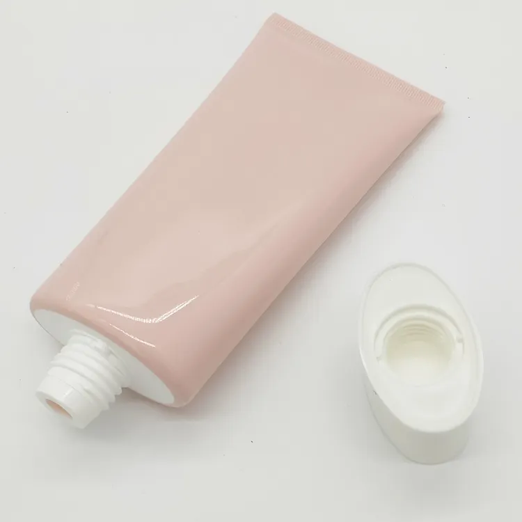 100ml oval cosmetic pink skin care hand cream BB cream facial cleansing lotion squeeze tube packaging