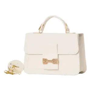 Sac bandoulière Lesly blanc en PU, style vintage, fermeture à boucle, sac messager pour femme, imperméable, motif uni, usage quotidien - Product Image 3